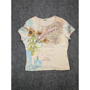 Y2K Jamee J Sunflower Graphic Print Vintage Medium Cottagecore Boho‎ Art to Wear